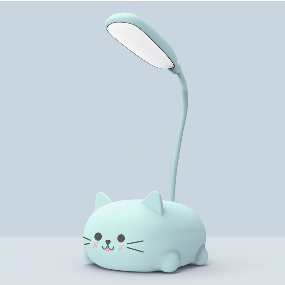 TechnoSmart Usbli Kedi Figürlü Masa Lambası Hediyelik Gece Lambası Şarj edilebilir Çocuklar için Mavi