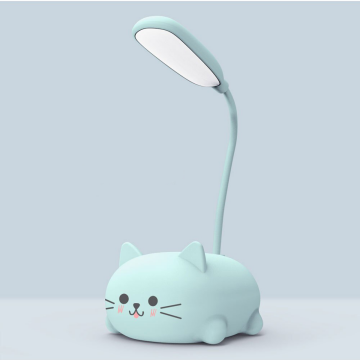 TechnoSmart Usbli Kedi Figürlü Masa Lambası Hediyelik Gece Lambası Şarj edilebilir Çocuklar için Mavi