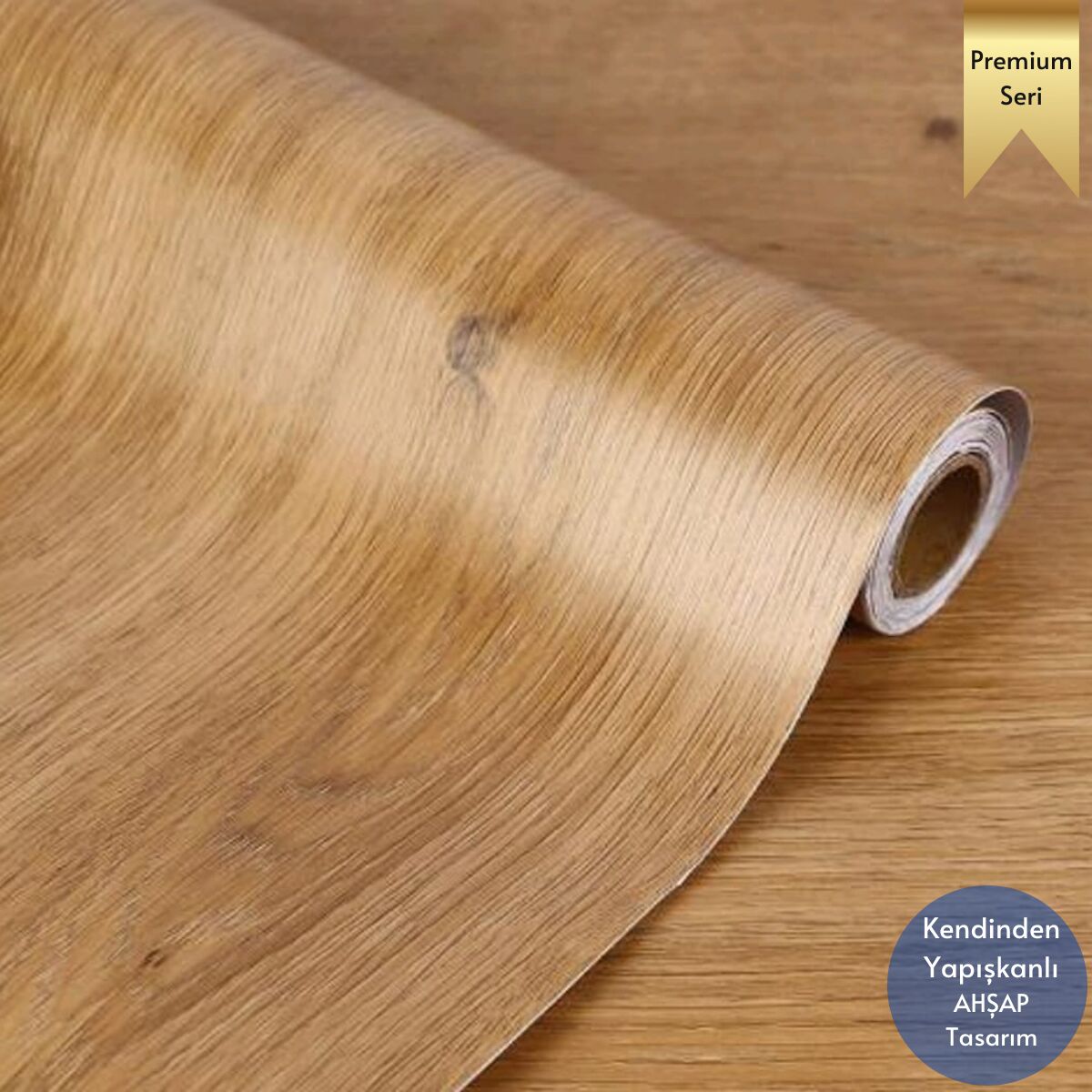TechnoSmart 60×500cm Kendinden Yapışkanlı Dokulu Ahşap Görünümlü Premium Duvar Kağıdı Dolap Kaplama