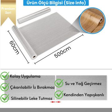TechnoSmart 60×500cm Kendinden Yapışkanlı Dokulu Ahşap Görünümlü Premium Duvar Kağıdı Dolap Kaplama