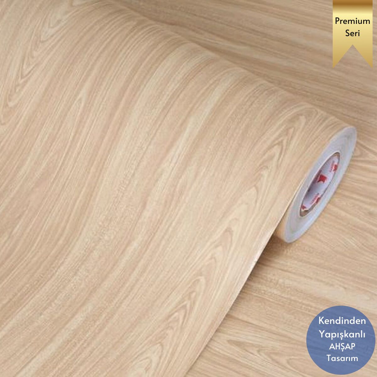 TechnoSmart 60×500cm Kendinden Yapışkanlı Dokulu Ahşap Görünümlü Premium Duvar Kağıdı Dolap Kaplama Açık Ahşap