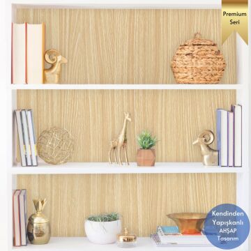 TechnoSmart 60×500cm Kendinden Yapışkanlı Dokulu Ahşap Görünümlü Premium Duvar Kağıdı Dolap Kaplama Açık Ahşap