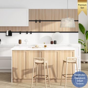 TechnoSmart 60×500cm Kendinden Yapışkanlı Dokulu Ahşap Görünümlü Premium Duvar Kağıdı Dolap Kaplama Açık Ahşap