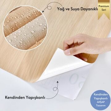 TechnoSmart 60×500cm Kendinden Yapışkanlı Dokulu Ahşap Görünümlü Premium Duvar Kağıdı Dolap Kaplama Açık Ahşap