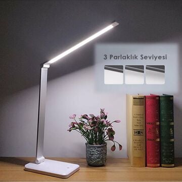 TechnoSmart Dokunmatik Seviye Ayarlı Şık Masa Lambası Ofis Dekorasyon Aydınlatma Makam Hediye Beyaz