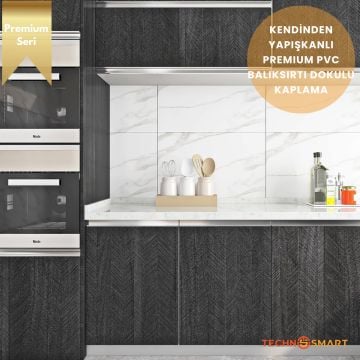 TechnoSmart 60×500cm Kendinden Yapışkanlı Balıksırtı Desenli Premium Duvar Kağıdı Masa Dolap Kaplama