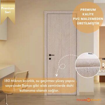 TechnoSmart 60×500cm Kendinden Yapışkanlı Balıksırtı Desenli Premium Duvar Kağıdı Masa Dolap Kaplama Bej