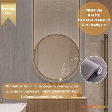 TechnoSmart 60×500cm Kendinden Yapışkanlı Balıksırtı Desenli Premium Duvar Kağıdı Masa Dolap Kaplama Vizon