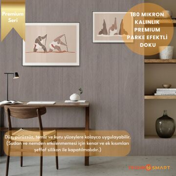 TechnoSmart 60×500cm Kendinden Yapışkanlı Balıksırtı Desenli Premium Duvar Kağıdı Masa Dolap Kaplama Vizon