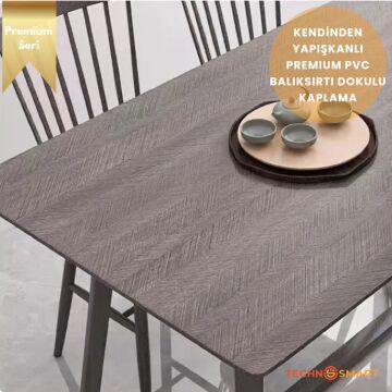 TechnoSmart 60×500cm Kendinden Yapışkanlı Balıksırtı Desenli Premium Duvar Kağıdı Masa Dolap Kaplama Vizon