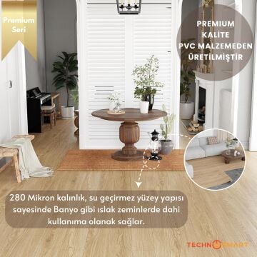 TechnoSmart 60×500cm Kendinden Yapışkanlı Parke Görünümlü Premium Zemin Duvar Kağıdı Dolap Kaplama