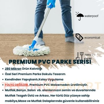 TechnoSmart 60×500cm Kendinden Yapışkanlı Parke Görünümlü Premium Zemin Duvar Kağıdı Dolap Kaplama Açık Bej