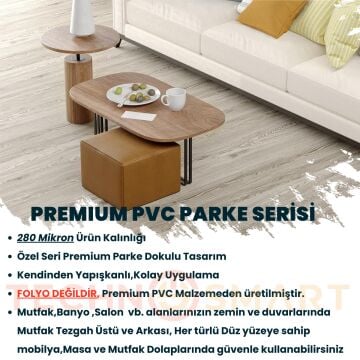 TechnoSmart 60×500cm Kendinden Yapışkanlı Parke Görünümlü Premium Zemin Duvar Kağıdı Dolap Kaplama Krem