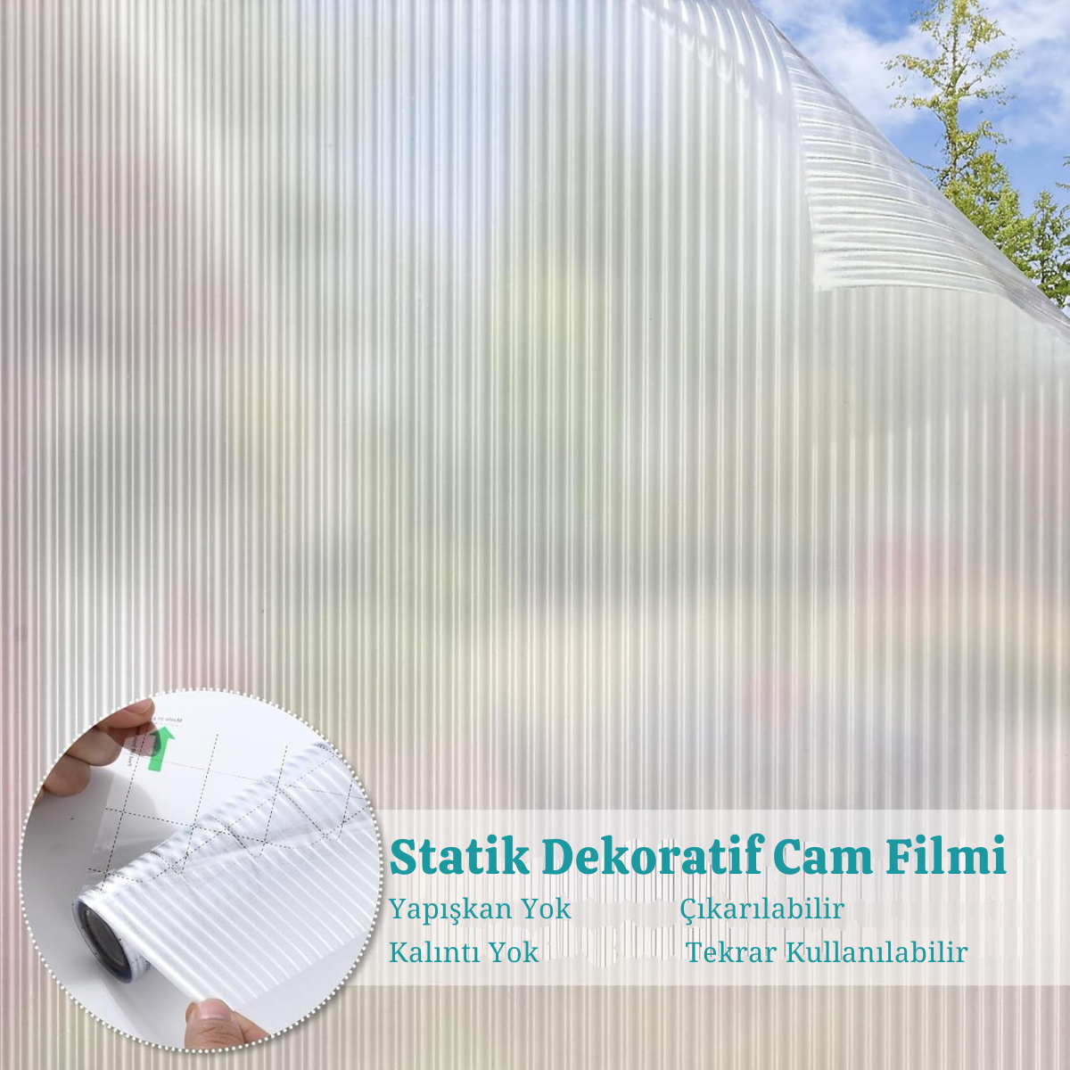 TechnoSmart 60cmx100cm Buzlu Desenli Cam Kaplama Filmi Statik Duşa Kabin Ofis Dekorasyon Folyo