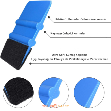 TechnoSmart Keçeli Ragle Kendinden Yapışkanlı Folyo Duvar Kağıdı Cam Filmi Kaplama Uygulama Aparatı