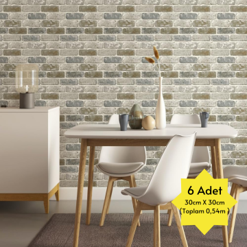 TechnoSmart 30X30cm 6Adet 3D Kendinden Yapışkanlı Duvar Kağıdı Kaplama Mutfak Banyo 1paket 0,54 m2