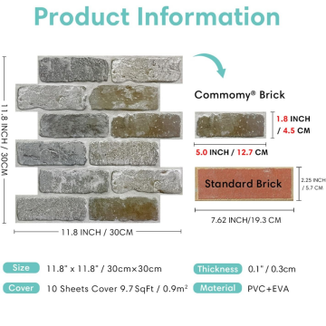 TechnoSmart 30X30cm 6Adet 3D Kendinden Yapışkanlı Duvar Kağıdı Kaplama Mutfak Banyo 1paket 0,54 m2