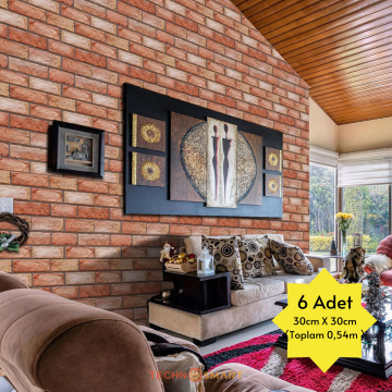 TechnoSmart 30X30cm 6Adet 3D Kendinden Yapışkanlı Duvar Kağıdı Kaplama Mutfak Banyo 1paket 0,54 m2