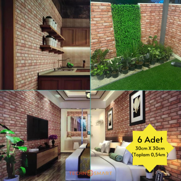 TechnoSmart 30X30cm 6Adet 3D Kendinden Yapışkanlı Duvar Kağıdı Kaplama Mutfak Banyo 1paket 0,54 m2