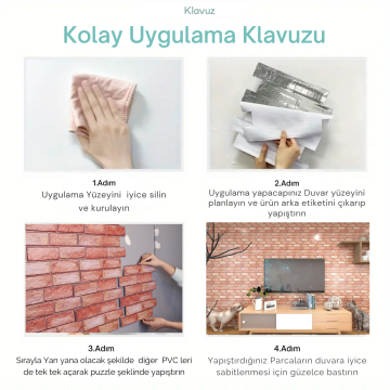 TechnoSmart 30X30cm 6Adet 3D Kendinden Yapışkanlı Duvar Kağıdı Kaplama Mutfak Banyo 1paket 0,54 m2