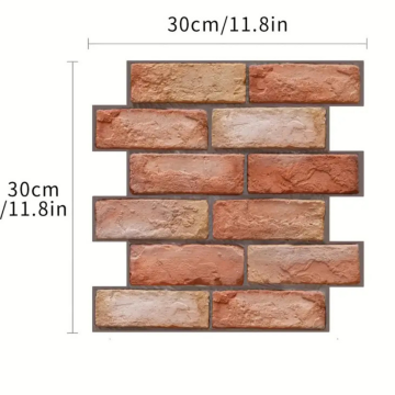 TechnoSmart 30X30cm 6Adet 3D Kendinden Yapışkanlı Duvar Kağıdı Kaplama Mutfak Banyo 1paket 0,54 m2