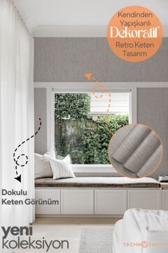 TechnoSmart 60cm×500cm Kendinden Yapışkanlı Dokulu Keten Görünümlü Duvar Kağıdı Mutfak Dolap Kaplama