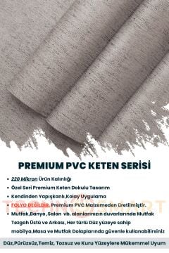 TechnoSmart 60cm×500cm Kendinden Yapışkanlı Dokulu Keten Görünümlü Duvar Kağıdı Mutfak Dolap Kaplama Vizon