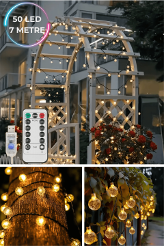 TechnoSmart 50 Ledli Usbli Kumandalı 8 Modlu Kristal Toplu Işık Parti Süsleme Organizasyon