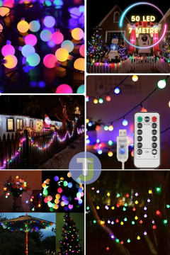 TechnoSmart 50 Ledli Usbli Kumandalı 8 Modlu 8 Metre Toplu Işık Parti Süsleme Organizasyon RGB