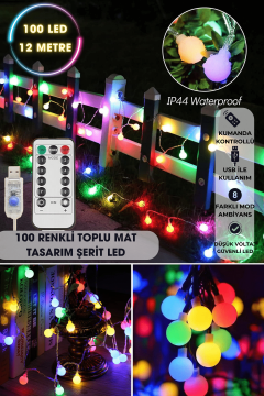 TechnoSmart 100 Ledli Usbli Kumandalı 8 Modlu 12 Metre Toplu Işık Parti Süsleme Organizasyon