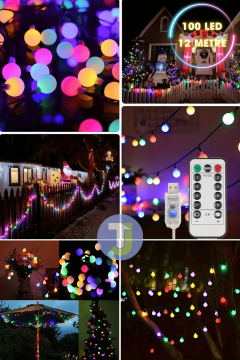 TechnoSmart 100 Ledli Usbli Kumandalı 8 Modlu 12 Metre Toplu Işık Parti Süsleme Organizasyon RGB