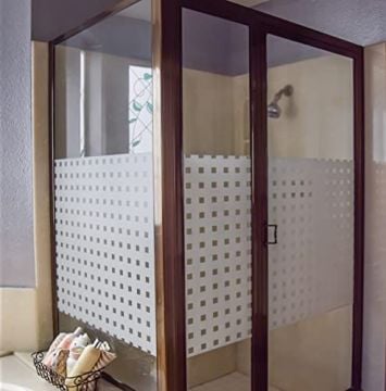 Technosmart – | 45x150 cm | Modern Kare Desenli Statik Cam Kaplama Folyo | Mutfak Ofis Banyo Pencere