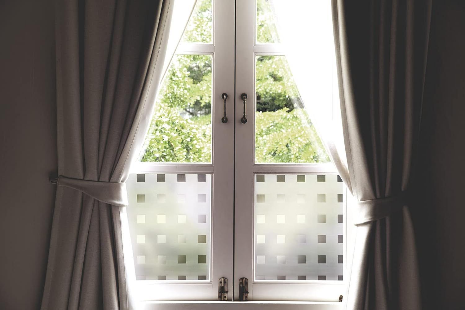 Technosmart – | 45x150 cm | Modern Kare Desenli Statik Cam Kaplama Folyo | Mutfak Ofis Banyo Pencere