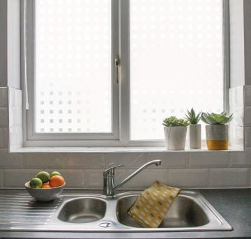 Technosmart – | 45x150 cm | Modern Kare Desenli Statik Cam Kaplama Folyo | Mutfak Ofis Banyo Pencere