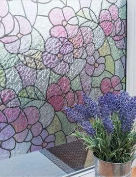 Technosmart – | 45x150cm | Renkli Çiçek Desenli Statik Cam Filmi Kaplama | Mutfak Ofis Banyo Pencere