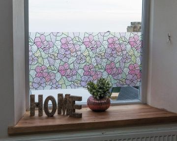 Technosmart – | 45x150cm | Renkli Çiçek Desenli Statik Cam Filmi Kaplama | Mutfak Ofis Banyo Pencere