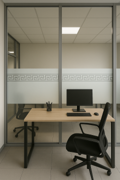 Technosmart – | 45x200cm | Meander Motifli Statik Cam Filmi Kaplama | Mutfak Ofis Banyo Pencere