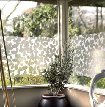 Technosmart – | 45x100cm | Yaprak Desenli Statik Cam Filmi Kaplama | Mutfak Ofis Banyo Pencere