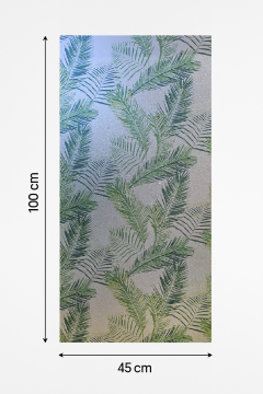 Technosmart 45x100cm Yaprak Desenli Statik Cam Filmi Kaplama | Gizlilik Sağlayan | Mutfak Ofis Banyo