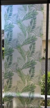 Technosmart 45x100cm Yaprak Desenli Statik Cam Filmi Kaplama | Gizlilik Sağlayan | Mutfak Ofis Banyo