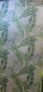 Technosmart 45x100cm Yaprak Desenli Statik Cam Filmi Kaplama | Gizlilik Sağlayan | Mutfak Ofis Banyo