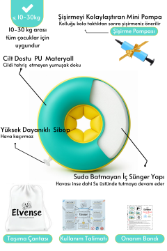Elvense Çocuk Yüzme Kolluğu Seti (10-30 kg) – Pompalı + Taşıma Çantalı Turuncu