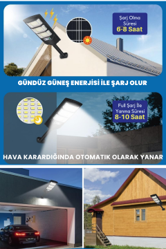 Technosmart Solar 144 LED Kumandalı Duvar Lambası – Güneş Enerjili, IP65, 3 Modlu Bahçe Aydınlatma
