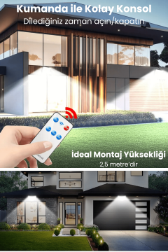 Technosmart Solar 220 LED – 5m Kablolu, IP65, Kumandalı, 3 Modlu, Güneş Enerjili Bahçe Aydınlatma Beyaz