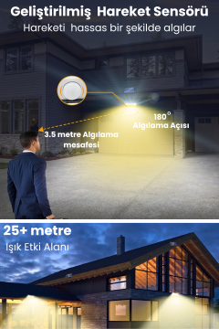 Technosmart Solar 220 LED – 5m Kablolu, IP65, Kumandalı, 3 Modlu, Güneş Enerjili Bahçe Aydınlatma Sarı