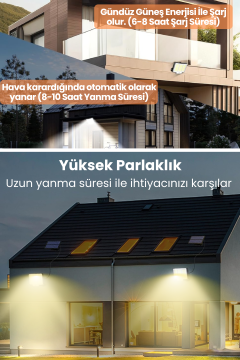Technosmart Solar 220 LED – 5m Kablolu, IP65, Kumandalı, 3 Modlu, Güneş Enerjili Bahçe Aydınlatma Sarı