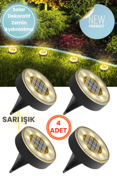 Technosmart Solar 8 LED Zemin Aydınlatma | 4 Adet | IP68 | Otomatik Gece Işığı | Bahçe Aydınlatma