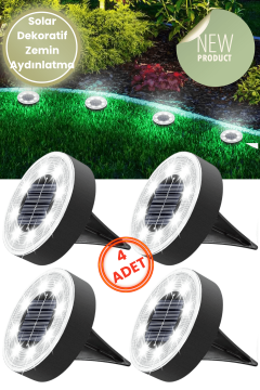 Technosmart Solar 8 LED Zemin Aydınlatma | 4 Adet | IP68 | Otomatik Gece Işığı | Bahçe Aydınlatma Beyaz