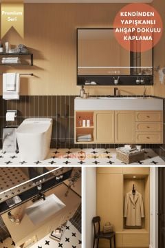 Technosmart 60cmx500cm Premium Kendinden Yapışkanlı Doğal Ahşap Görünümlü PVC Kaplama Açık Meşe