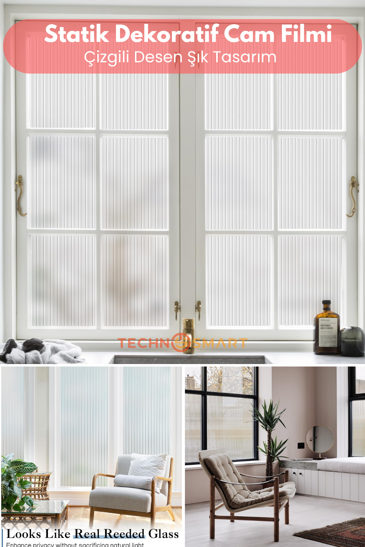 Technosmart Statik Cam Filmi 60x100 cm – Güneş Koruma & Gizlilik